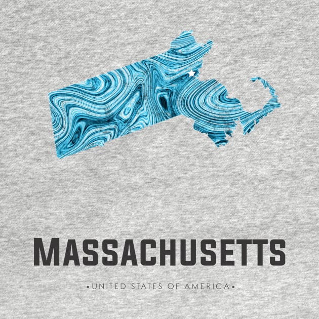 Massachusetts state map abstract blue by StudioGrafiikka